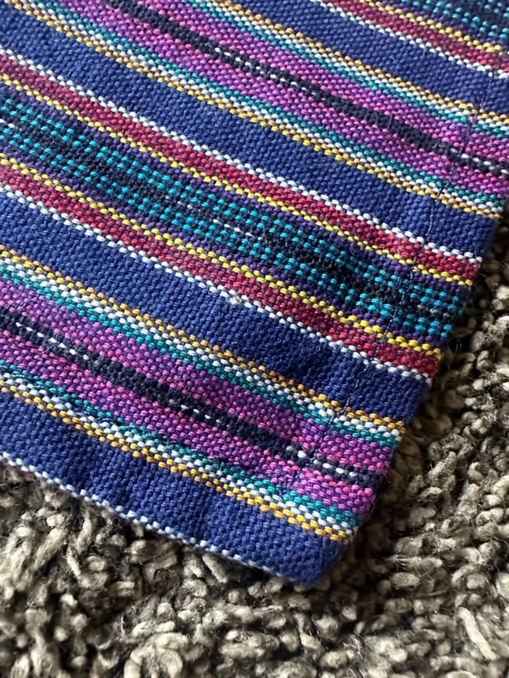 100% Authentic Guatemalan Cotton Striped Purple Kitchen Napkin Set of 4 Handmade